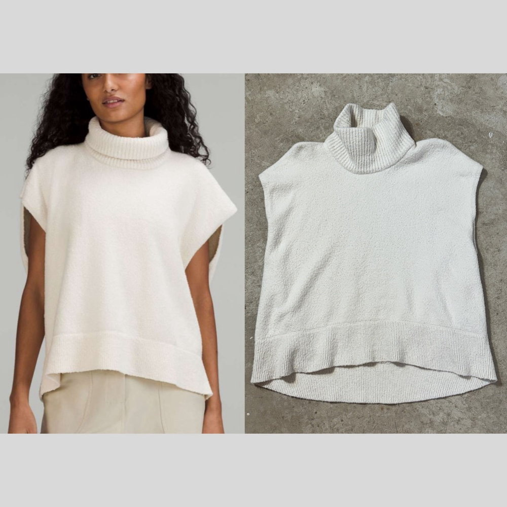 Lululemon Brushed Cotton Merino Blend Tunic Vest Women’s Size 6 Off-White Bone